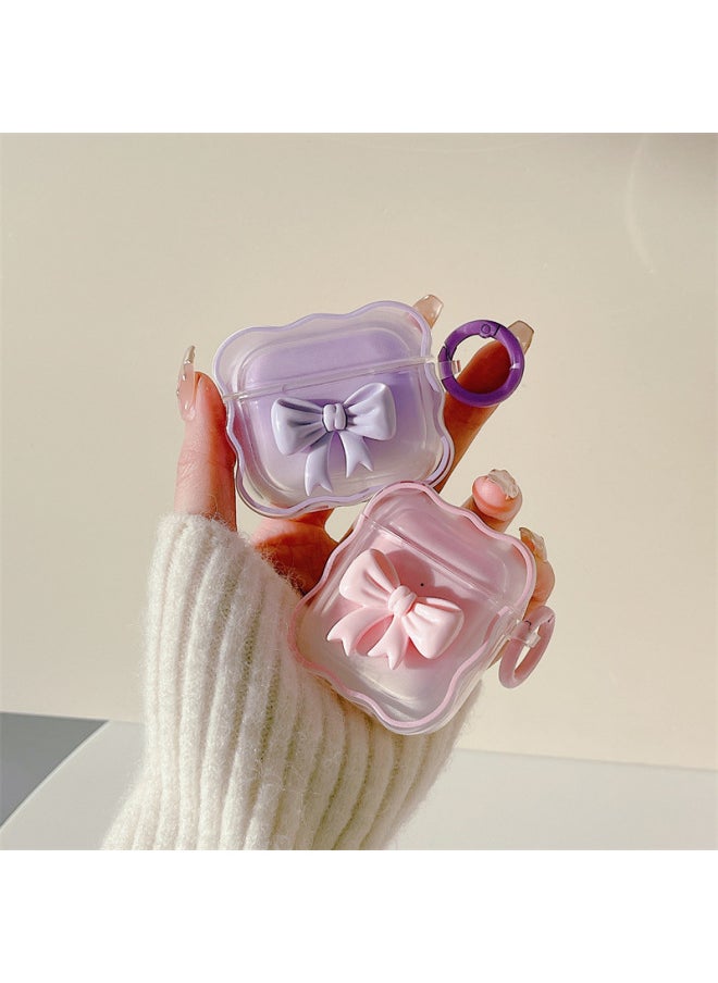 Generic - Spuddle Pink Bow Airpods Pro Headphone Cover For Apple 2/3/4 Generation Wireless Bluetooth Silicone Cover-Color:Gradient Pink Bow-Applicable Model:Airpods Pro - Image 1