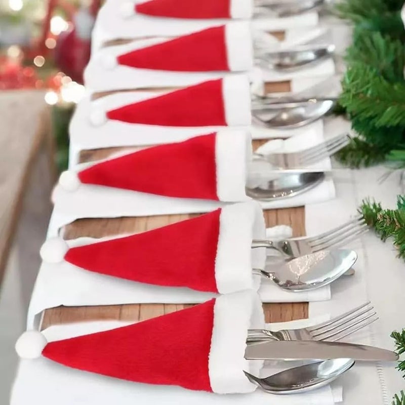 brown leaf brown leaf Mini Santa Hat Cap Table Topper Decoration For Christmas Decoration & Christmas Celebration (Pack of 10) - Image 2