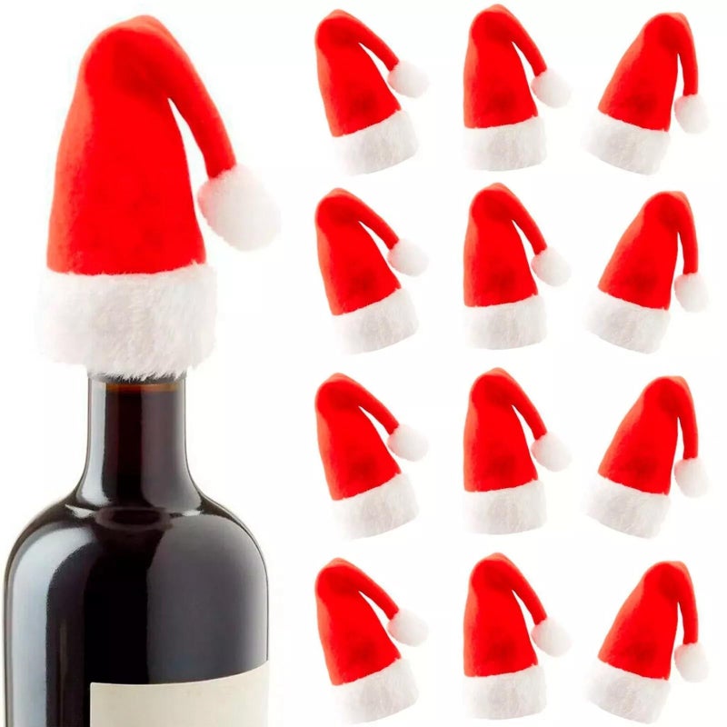 brown leaf brown leaf Mini Santa Hat Cap Table Topper Decoration For Christmas Decoration & Christmas Celebration (Pack of 10) - Image 1