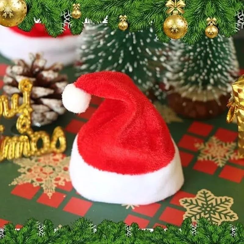 brown leaf brown leaf Mini Santa Hat Cap Table Topper Decoration For Christmas Decoration & Christmas Celebration (Pack of 10) - Image 5