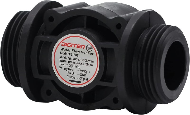 DIGITEN G1" Water Flow Hall Effect Sensor Switch Flow Meter Flowmeter Counter 1-60L/min - Image 4