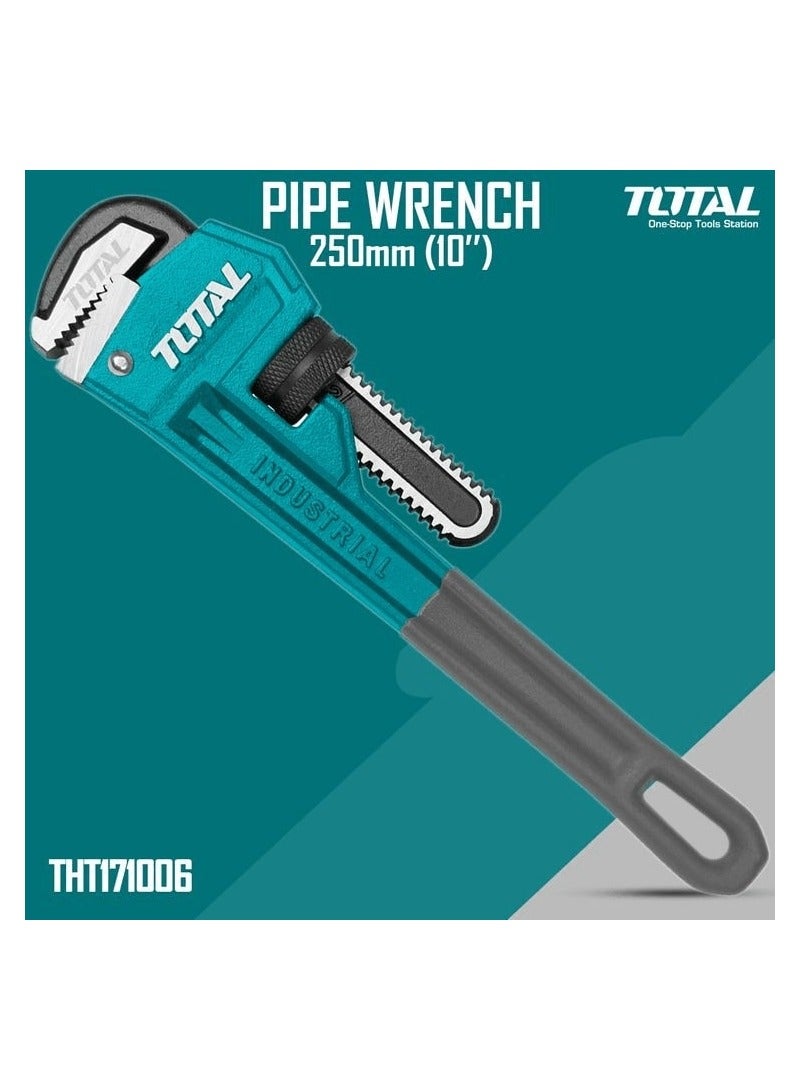 توتال مفتاح أنابيب TOTAL THT171006، مقاس 10، 250 مم، مفتاح أنابيب أحادي الجانب مطروق، أقصى قطر للتثبيت 34 مم.  - Image 1