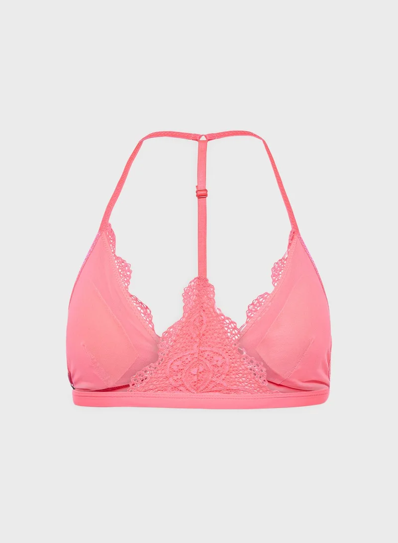 SOUTH BEACH Lace Halter Neck Plunge Bra