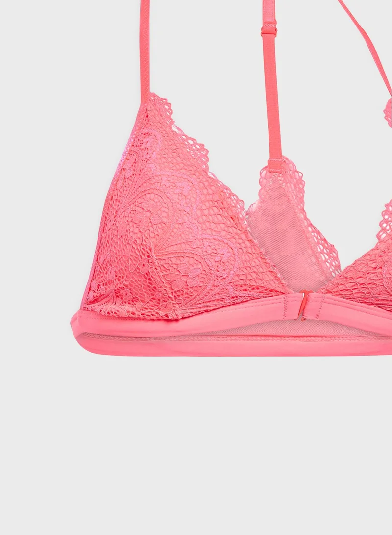 SOUTH BEACH Lace Halter Neck Plunge Bra