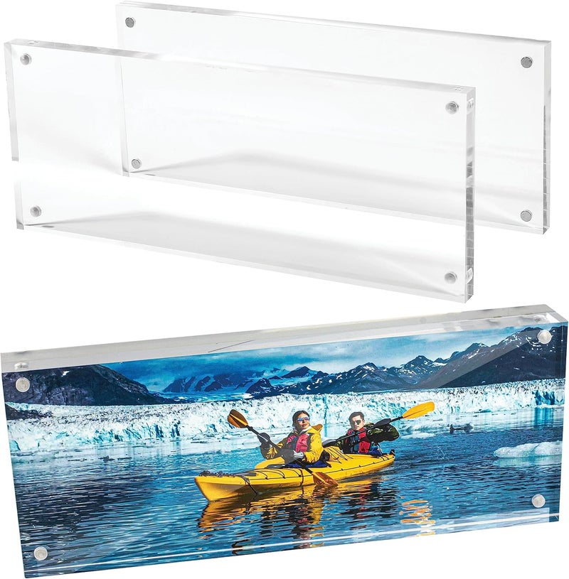 Mammoth DuraClear 4x10 Panoramic Acrylic Photo Frame - Frameless & Thick Design - Ideal for Photos, Art Prints, and Cosmetology License Display - Image 1