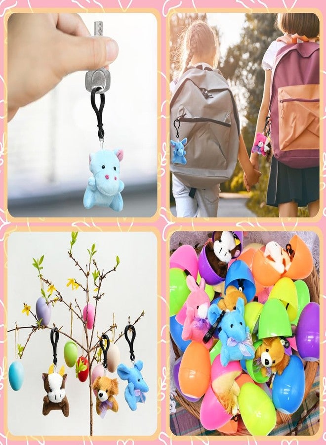 LUKBERA 24Pcs Stuffed Animals Keychains, Plush Animals Toys Fillable Plastic Eggs for Kids Easter Egg Hunt Easter Basket Stuffers Goodie Bag Fillers School Classroom Gifts - Image 5