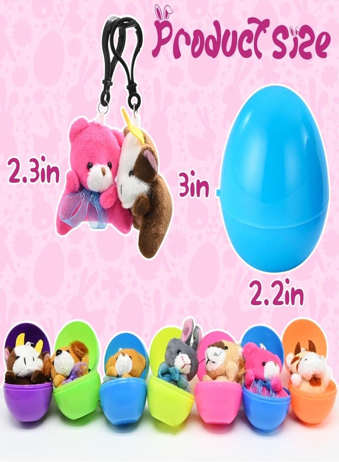 LUKBERA 24Pcs Stuffed Animals Keychains, Plush Animals Toys Fillable Plastic Eggs for Kids Easter Egg Hunt Easter Basket Stuffers Goodie Bag Fillers School Classroom Gifts - Image 3