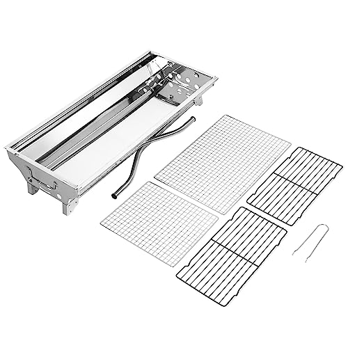 VBM Portable Charcoal Grills,Outdoor (72Cm) Folding Barbecue Grill, Stainless Steel Foldable BBQ Grill Set w/Spice Plate & Holder,Large Kabob Smoker Grill for Cooking Camping Picnic Garden Party - Image 3