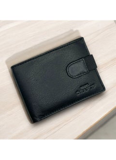 MARIO DRAFTS Men's Leather Bifold Wallet with Credit Card Slots, Black  - Image 1