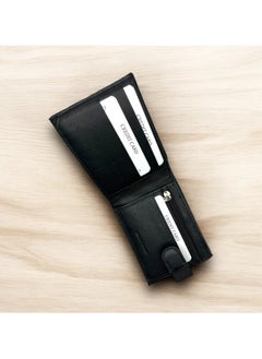 MARIO DRAFTS Men's Leather Bifold Wallet with Credit Card Slots, Black  - Image 5