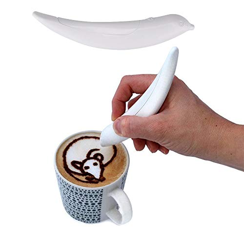 TuTuYa Latte Art Pen, White Spice Pen Electric Coffee Pen for Latte & Food DIY, Works with Cinnamon, Salt, White sugar, Fine Coffee Grinds, Powered by Battery - Image 1