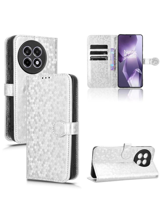 Zaboon For OnePlus Ace 5 / Ace 5 Pro Honeycomb Dot Texture Leather Phone Case(Silver) 