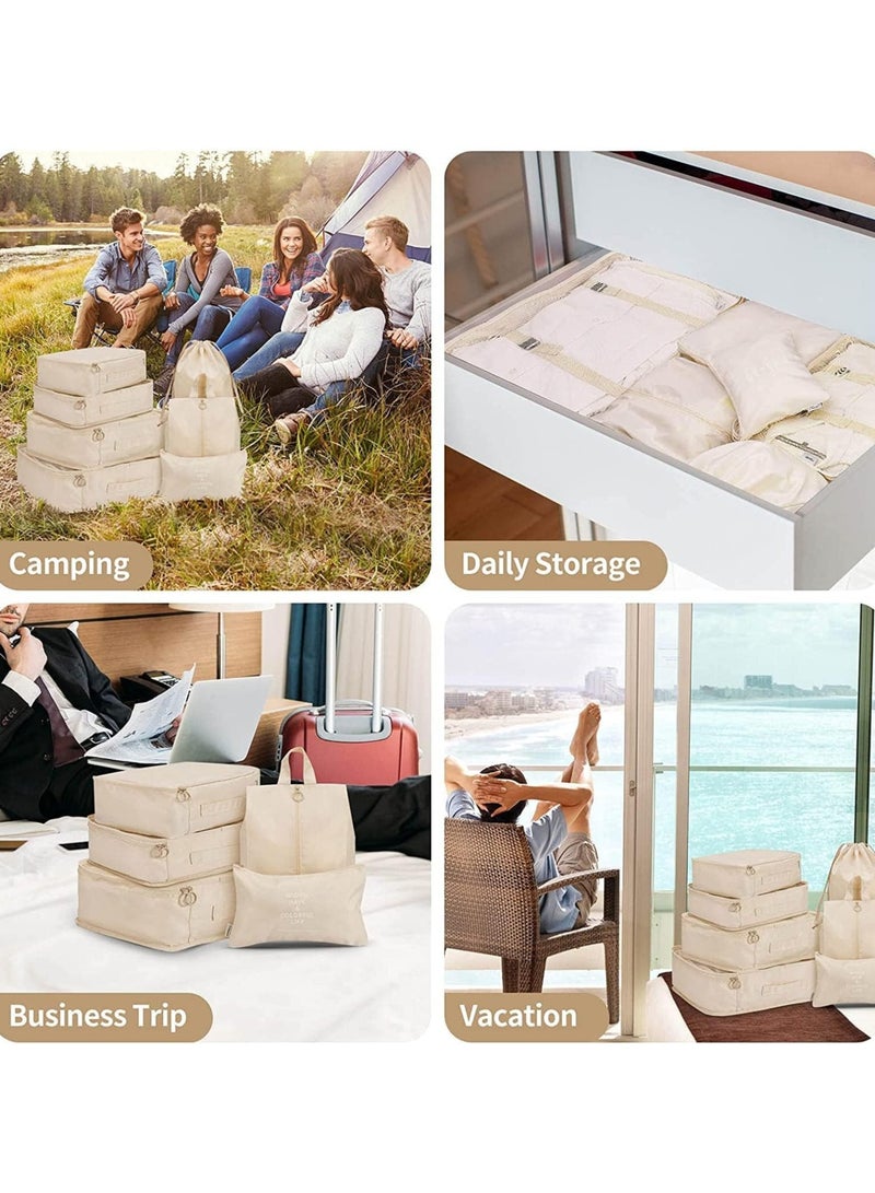 بريمو بلس طقم حقائب سفر منظمة مكون من 7 قطع بيج - Image 3