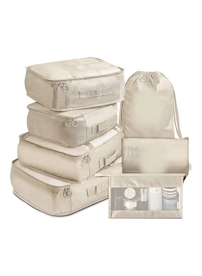 بريمو بلس طقم حقائب سفر منظمة مكون من 7 قطع بيج - Image 1