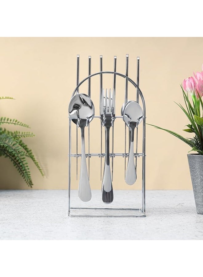Stainless Steel Cutlery Set with Stand 24 Pieces Spoons Set, Includes 6 Dinner Knives, 6 Forks, 6 Spoon, 6 Teaspoons - Image 2
