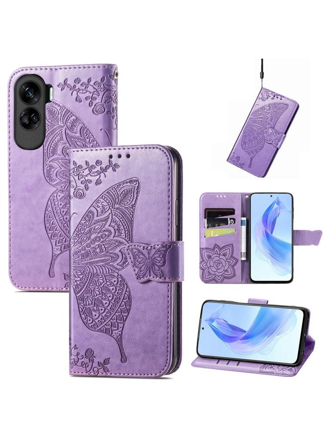 S-TOP Case For Honor 90 Lite Butterfly Love Flower Embossed Leather Phone Case - Image 1