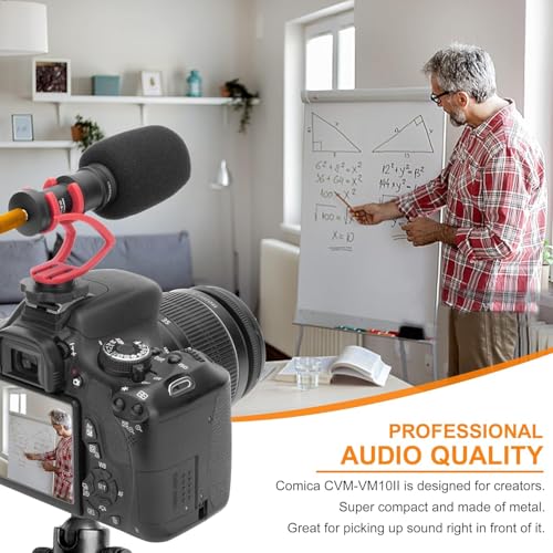 COMICA CVM-VM10II Full Metal Mini Compact On-Camera Cardioid Directional Shotgun Video Auxiliary Microphone with Shock-Mount for Smart Phone (Red) - Image 4