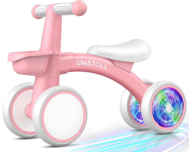 Umatoll Colorful Lighting Baby Balance Bike Toys for 1 Year Old Girl Gifts Adjustable Seat First Birthday Gifts 1224 Months Toddler Bike Pink - Image 2