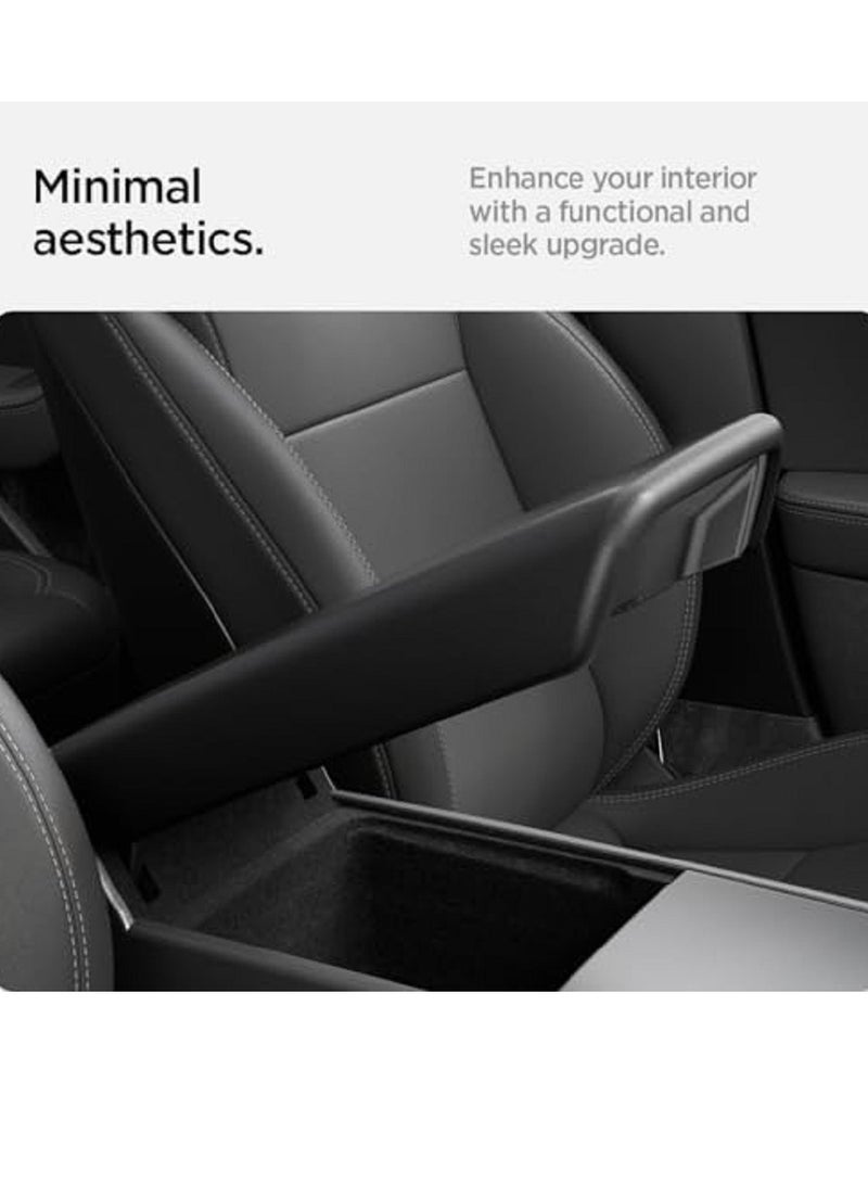 Spigen Center Console Non-Slip Armrest Cover for Tesla Model Y Juniper 2026/2025) and Model 3 Highland (2026/25/24) Standard, Premium & Performance Models - Black - Image 3