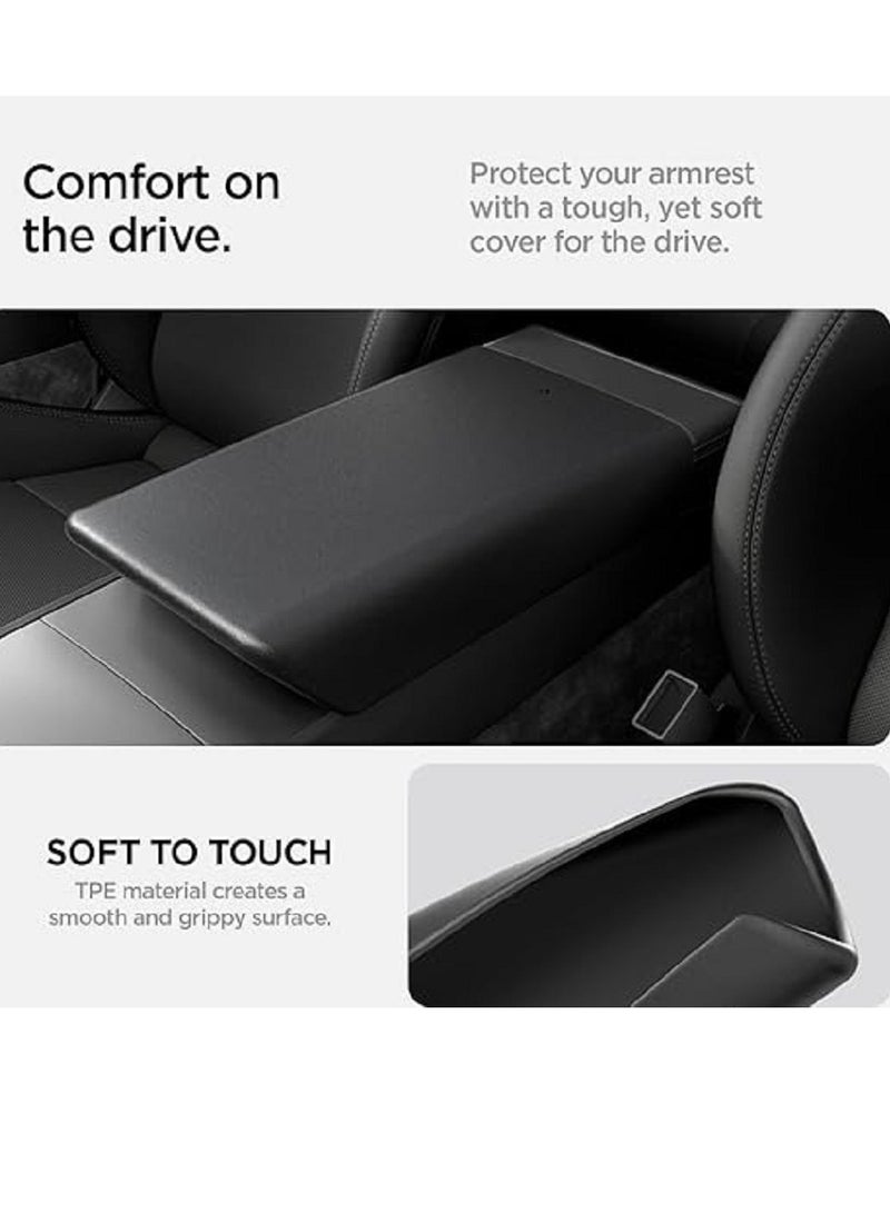 Spigen Center Console Non-Slip Armrest Cover for Tesla Model Y Juniper 2026/2025) and Model 3 Highland (2026/25/24) Standard, Premium & Performance Models - Black - Image 4