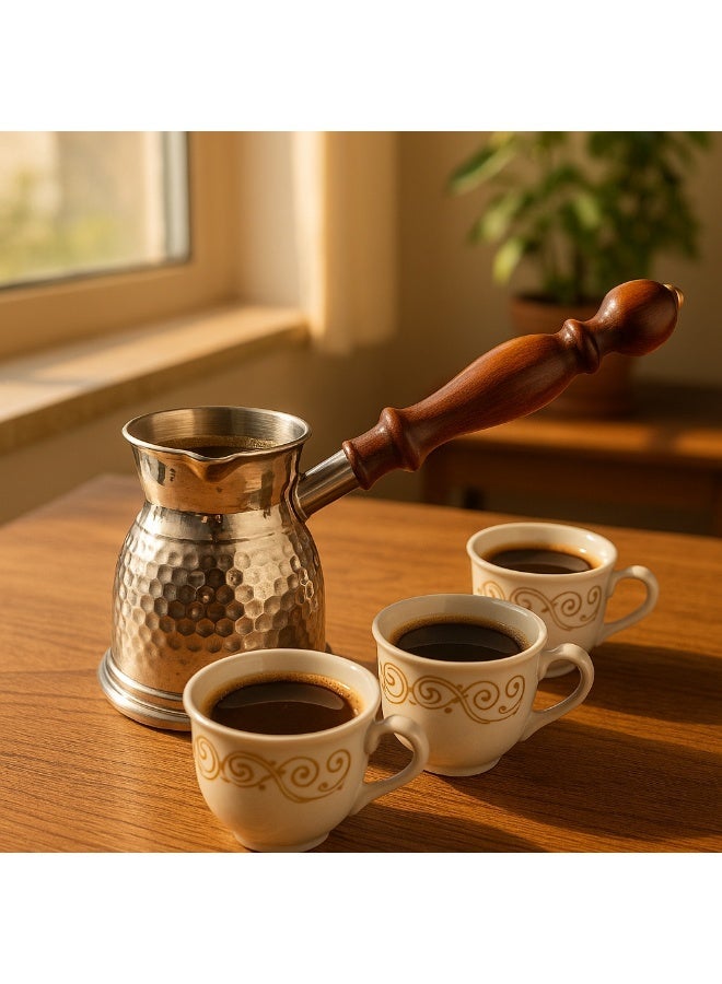 Dania ☕✨ Indian Silver Copper Coffee Pot (Rakweh) – 10 cm – Serves 3 Cups - Image 1