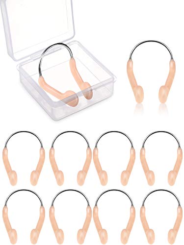 Pelopy 10 Pieces Silicone Nose Plugs Swimming Nose Clips Training Swimmer Protector with Steel for Adults Competition Using(Adult Size) - Image 1