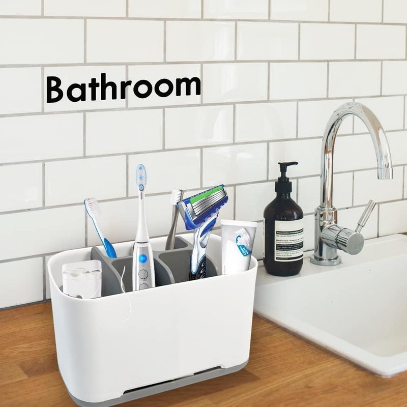 Foroly Toothbrush Holder, Toiletries Holder Stand Plastic Storage Organizer for Tooth Paste & Tooth Brush (Grey) - Image 5
