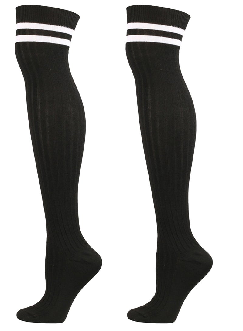 جوارب طويلة فوق الركبة للنساء بأسلوب أكاديمي بلون موحد جوارب طويلة فوق الركبة للسيدات والفتيات - Image 1