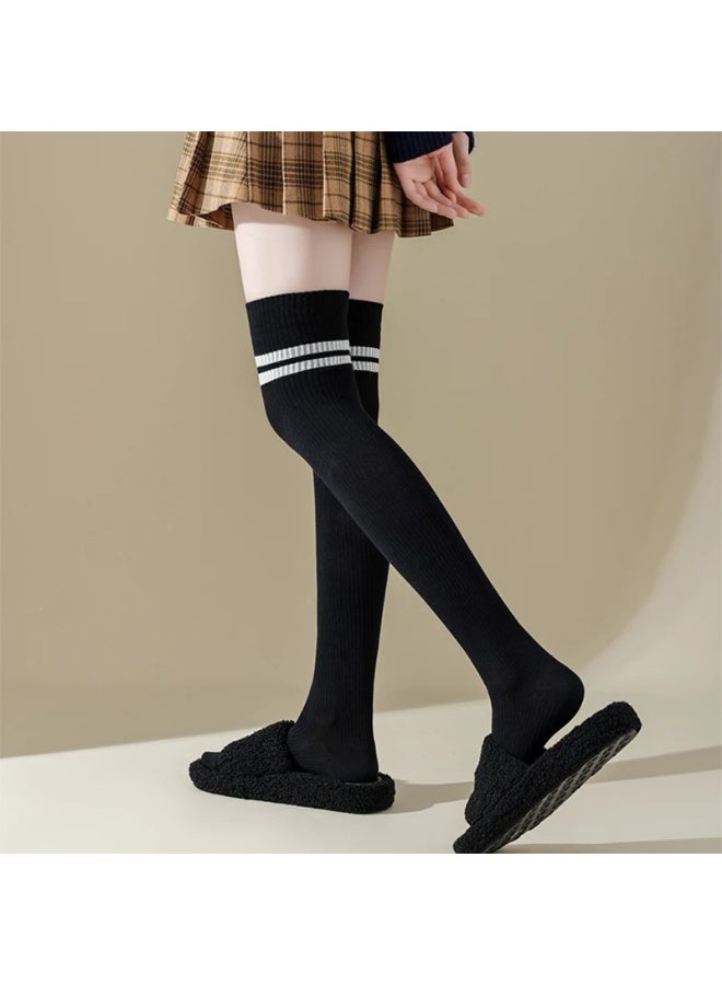 جوارب طويلة فوق الركبة للنساء بأسلوب أكاديمي بلون موحد جوارب طويلة فوق الركبة للسيدات والفتيات - Image 3