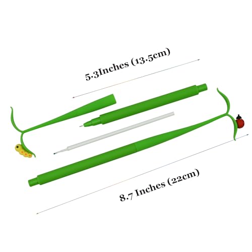 Lopenle 6 PCS Novelty Leaf Bendable Pens Simulation Floral Insects Pen Ladybugs Pens Silicone Plant Pen With Black Ink 0.5mm For School Office Home Stationery Store - Image 5