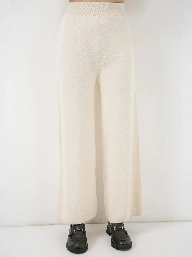 بيغ دارت BDART Textured V-Neck Knitwear Cardigan and Wide Leg Pants Set