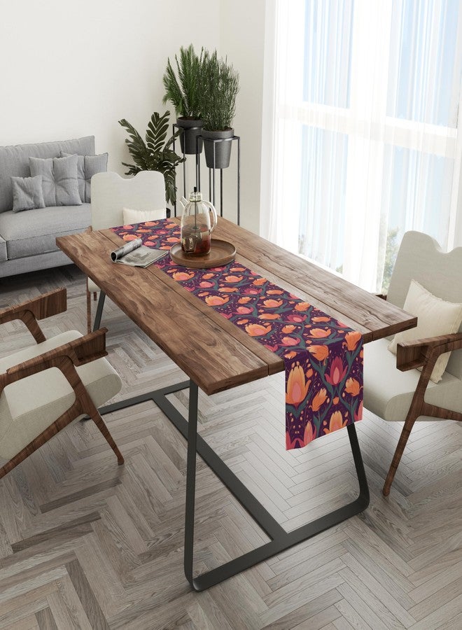 Astitva Cotton Table Runner - 13 x 72 Inches | Orange, Botanical Print Dining Table Cloth | Elegant 6-8 Seater Runner for Home & Party Decoration - Image 5