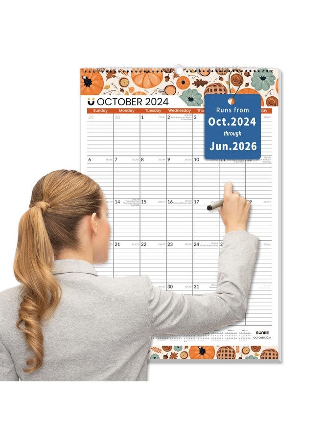 SUNEE 2024-2025 Large Wall Calendar 22.75"X15.5" With Lines, 21 Month Calendar From October 2024 To June 2026, Vertical Large Monthly Calendar 2024 For Wall, Seasons Color - Image 1