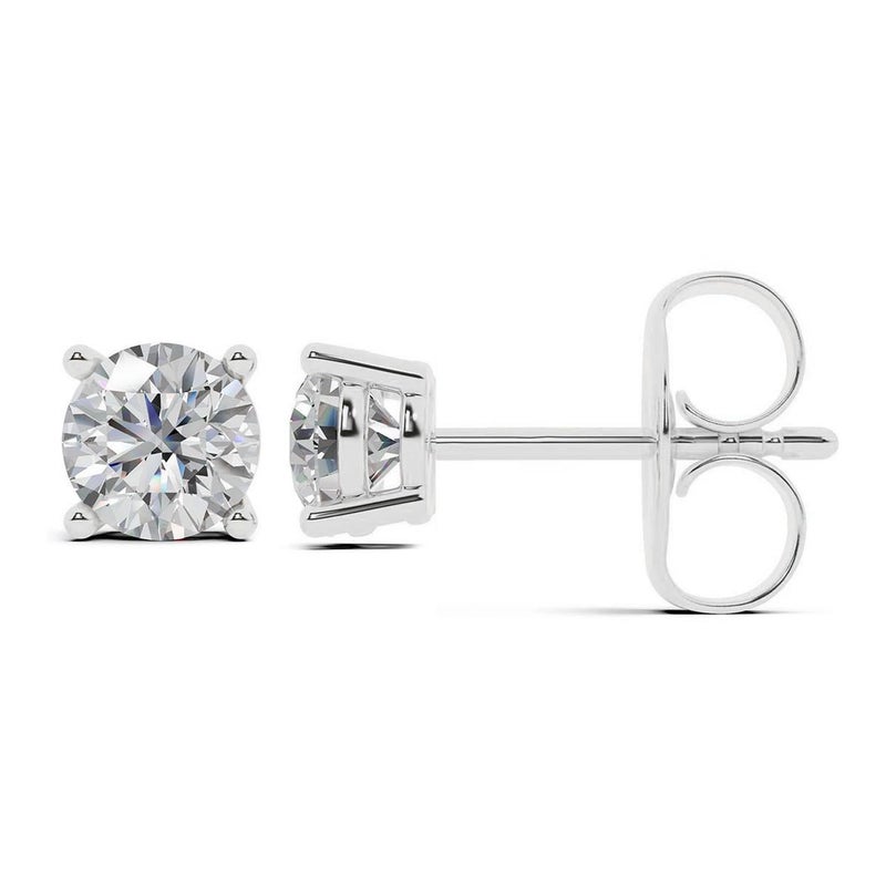 Belacqua 1/4 Carat Round Lab Grown Diamond Stud Earrings in 14K White Gold, Push Back, F Color, VS Clarity, 4 Prong Setting, Jewelry for Women, Gift Box Included - Image 3