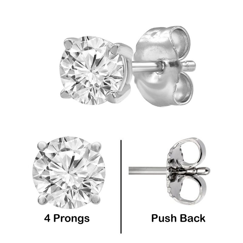 Belacqua 1/4 Carat Round Lab Grown Diamond Stud Earrings in 14K White Gold, Push Back, F Color, VS Clarity, 4 Prong Setting, Jewelry for Women, Gift Box Included - Image 5