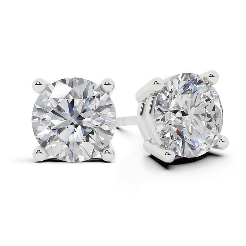 Belacqua 1/4 Carat Round Lab Grown Diamond Stud Earrings in 14K White Gold, Push Back, F Color, VS Clarity, 4 Prong Setting, Jewelry for Women, Gift Box Included - Image 1