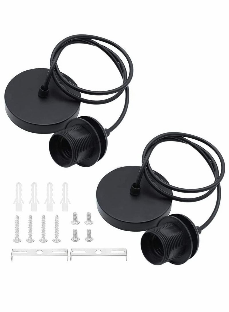 NIBEMINENT E27 Pendant Light Fitting, 2 Pack Vintage Retro Industrial Style Lamp Holder, Fitting Kit for DIY Suspension Chandeliers Modern Hanging Lampe  - Image 1