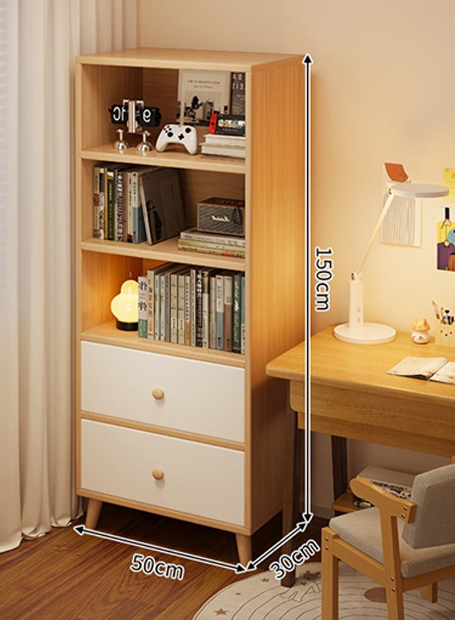 كيكي رف تخزين متعدد الطبقات للكتب، خزانة عرض أنيقة لغرفة المعيشة، 50 سم، لون بيج - Image 2