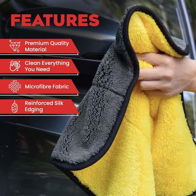 Autofy Multipurpose Microfiber 800 GSM Pack of 3-40cm x 40cm Cleaning Towel Microfibre Cloth Highly Absorbent Dust Towels for All Vehicles Bikes Cars Glass Kitchens - Multicolour - Image 2