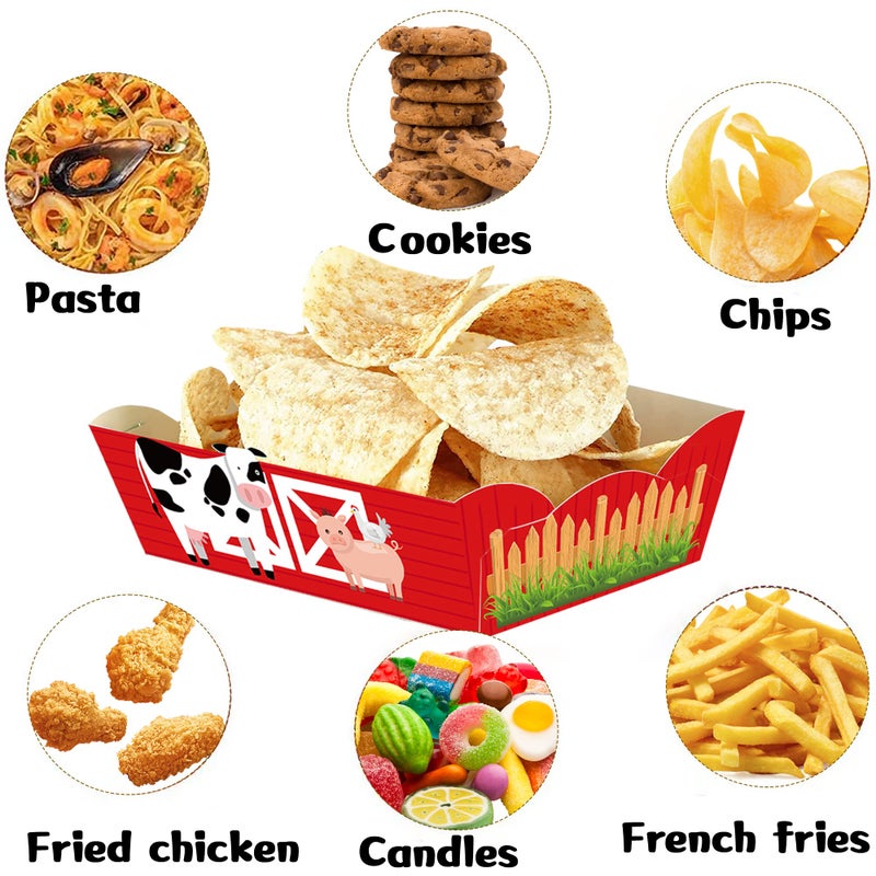 Caoekego 24 Pcs Farm Animal Snack Bowl Party Suppliesï¼ŒFarm Food Trays for Farm Birthday Party Barn Bash Birthday Decorations - Image 5