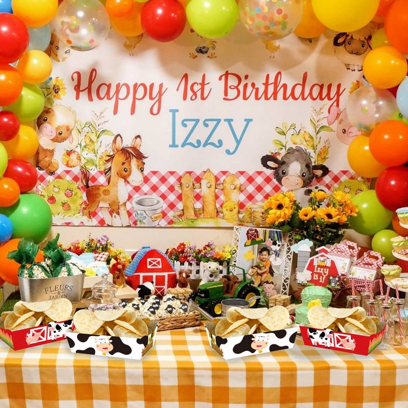 Caoekego 24 Pcs Farm Animal Snack Bowl Party Suppliesï¼ŒFarm Food Trays for Farm Birthday Party Barn Bash Birthday Decorations - Image 3