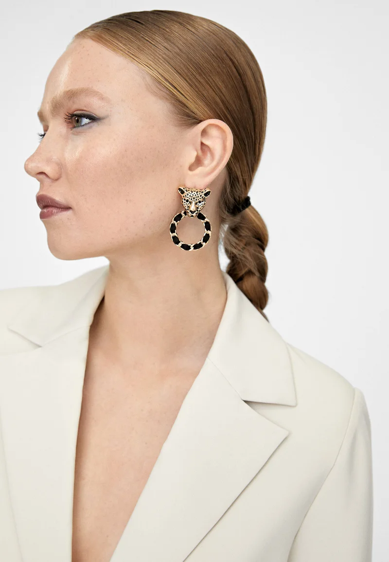 Lola Casademunt Leopard face and hoop earrings 0M2 U