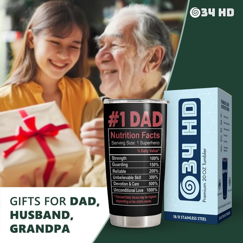 34HD Dad Travel Mug  Stainless Steel  20 fl oz  Double Wall  Leak Proof  BPA Free - Image 4