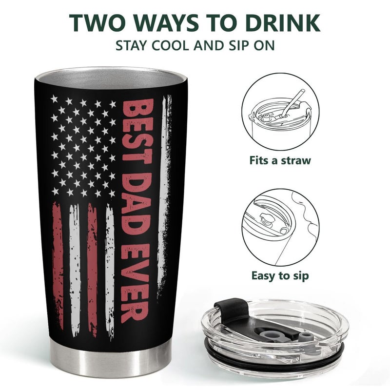 34HD Dad Travel Mug  Stainless Steel  20 fl oz  Double Wall  Leak Proof  BPA Free - Image 5