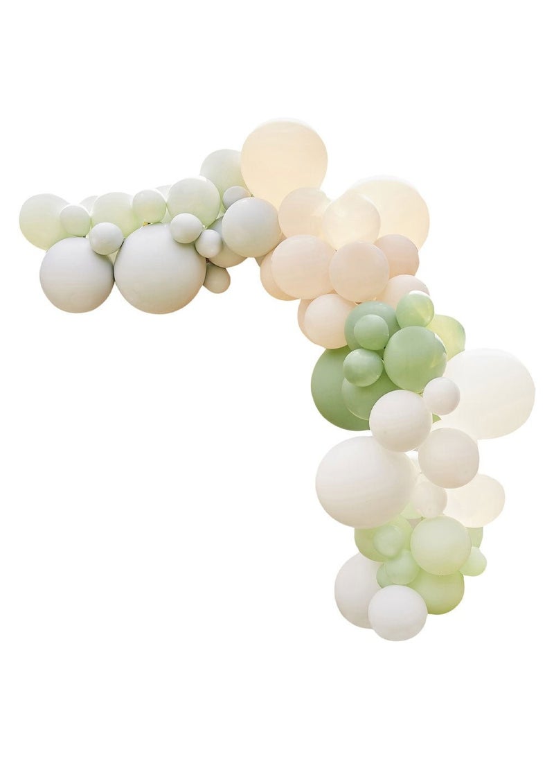 Ginger Ray Balloon Arch Green White Beige DIY 70-Pack - Image 1