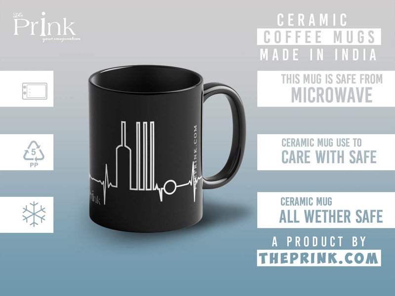Prink Ceramic Coffee Mug - 1 Piece, Black, 330ml - Image 5