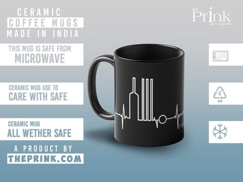 Prink Ceramic Coffee Mug - 1 Piece, Black, 330ml - Image 4
