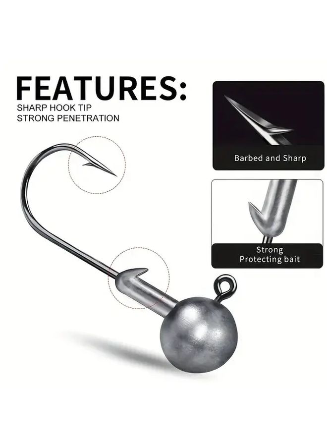 Crank Jig Head Hooks 10pcs 2 5g To 14g 0 09oz Silvery Hard Bait For Fishing - Image 2