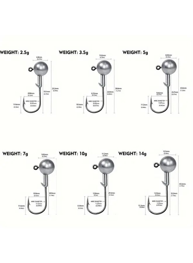 Crank Jig Head Hooks 10pcs 2 5g To 14g 0 09oz Silvery Hard Bait For Fishing - Image 4