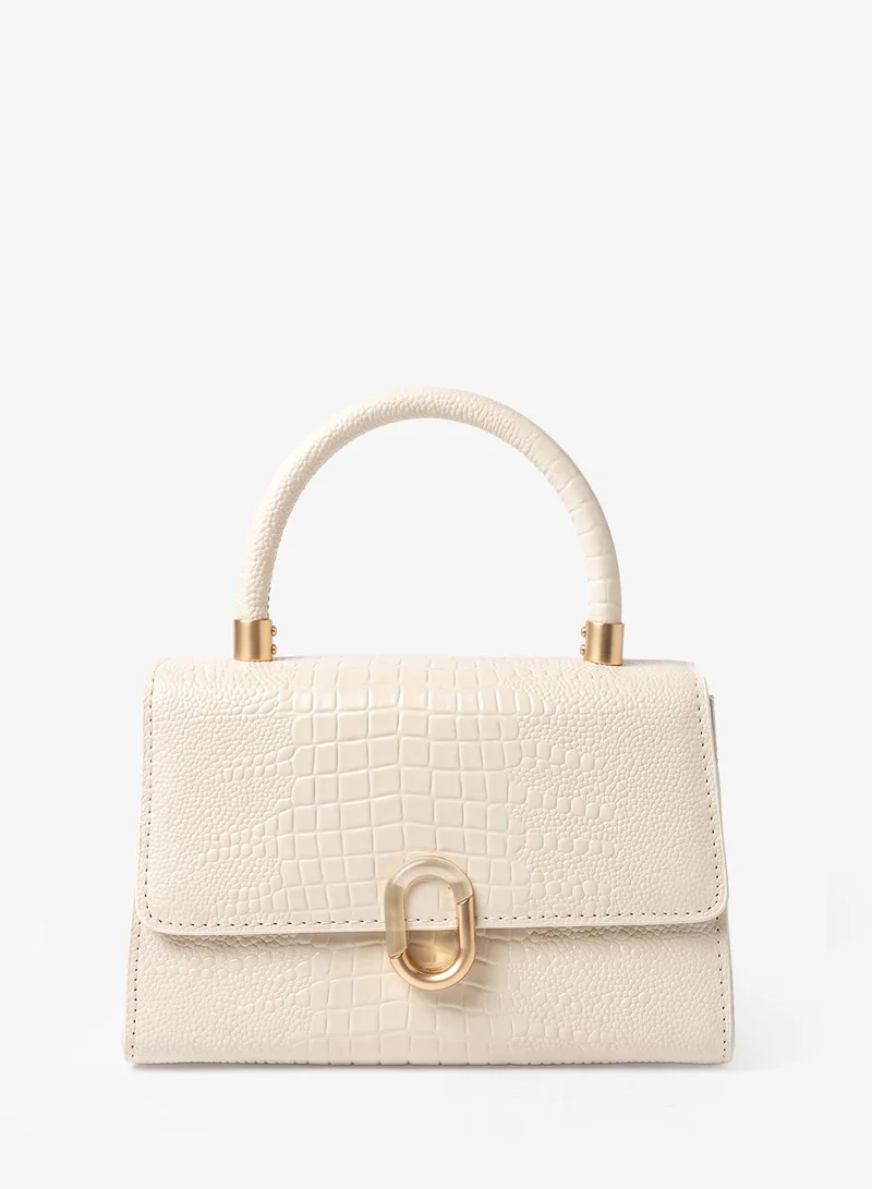 ايلا White Croc Print Satchel With Top Handle And Strap